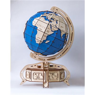 Mappamondo azzurro in legno pretagliato