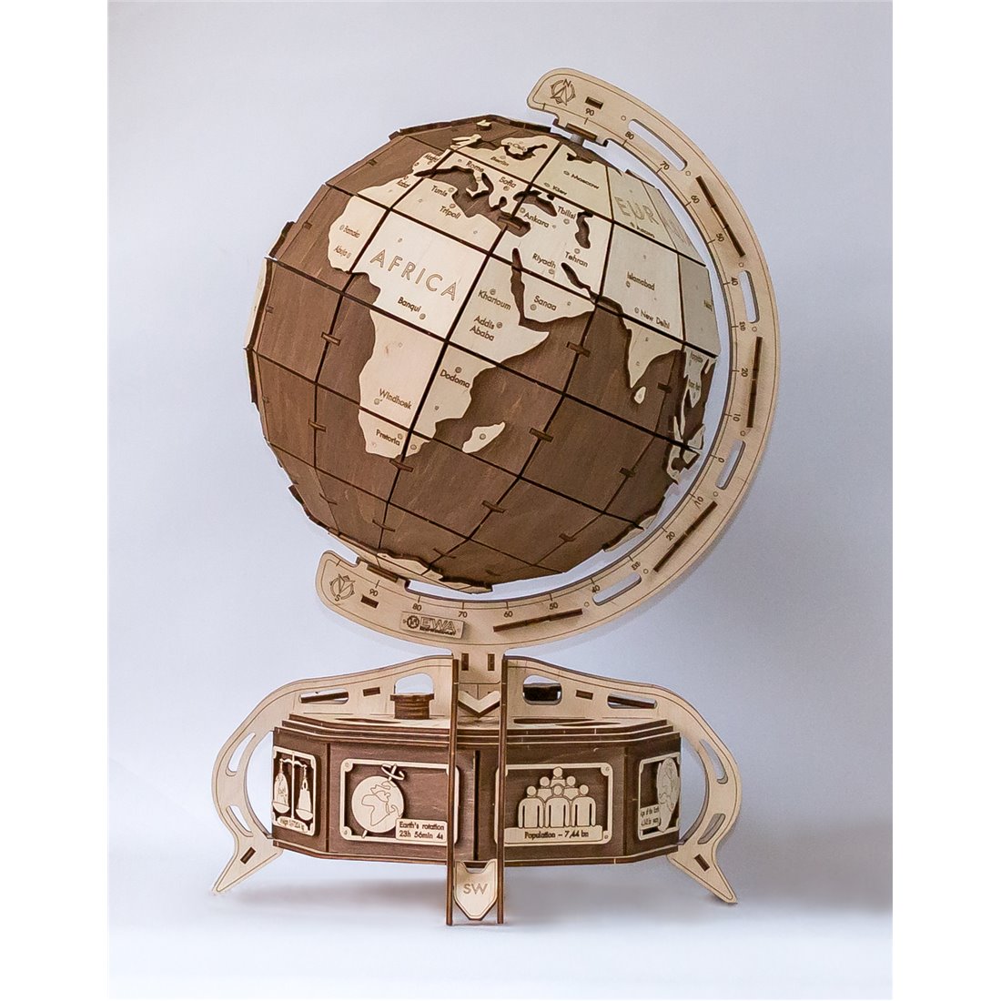 Amati Model - Mappamondo in legno pretagliato naturale - EWA Model
