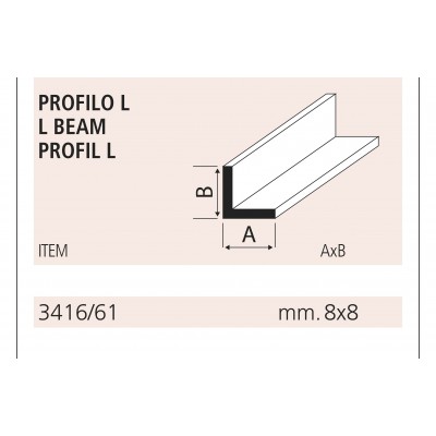 ASA L profile mm.8x8x1000 2