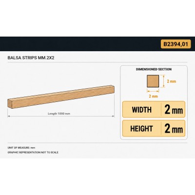 Baguette Balsa mm.2x2 2