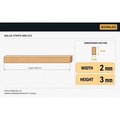 Balsa strip mm.2x3 2