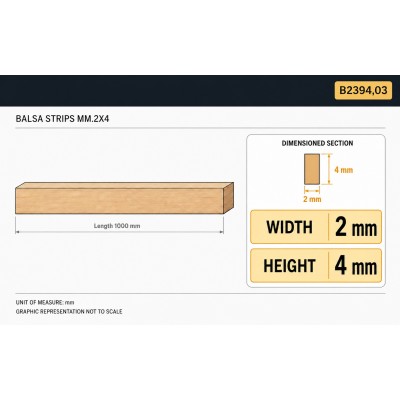Balsastreifen mm.2x4 2