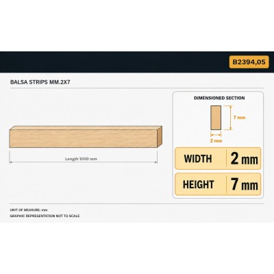 Baguette Balsa mm.2x7 2