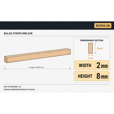 Baguette Balsa mm.2x8 2