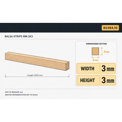 Balsa strip mm.3x3 2