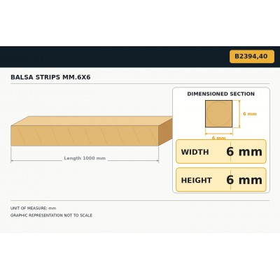 Baguette Balsa mm.6x6 2