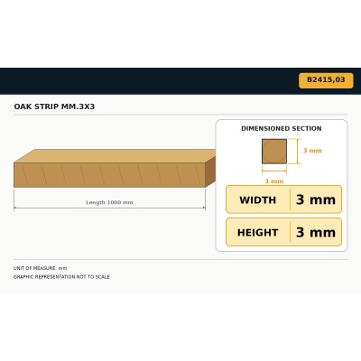 Baguettes Chêne mm.3x3 2