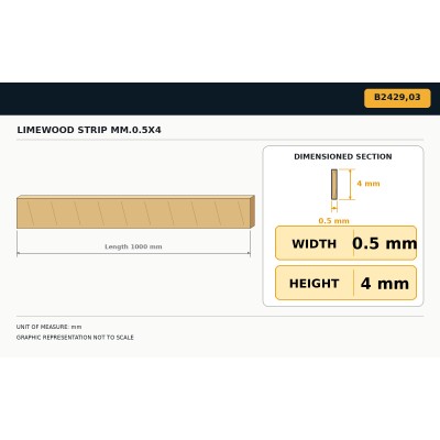 Limewood strip 0,5x4 2