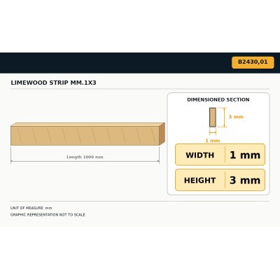 Limewood strip 1x3 2