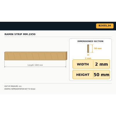 Ramin wood strip mm.2x50 2