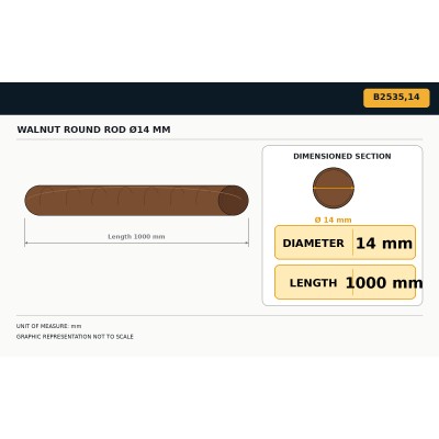 Walnut dowels diam. mm 14 2