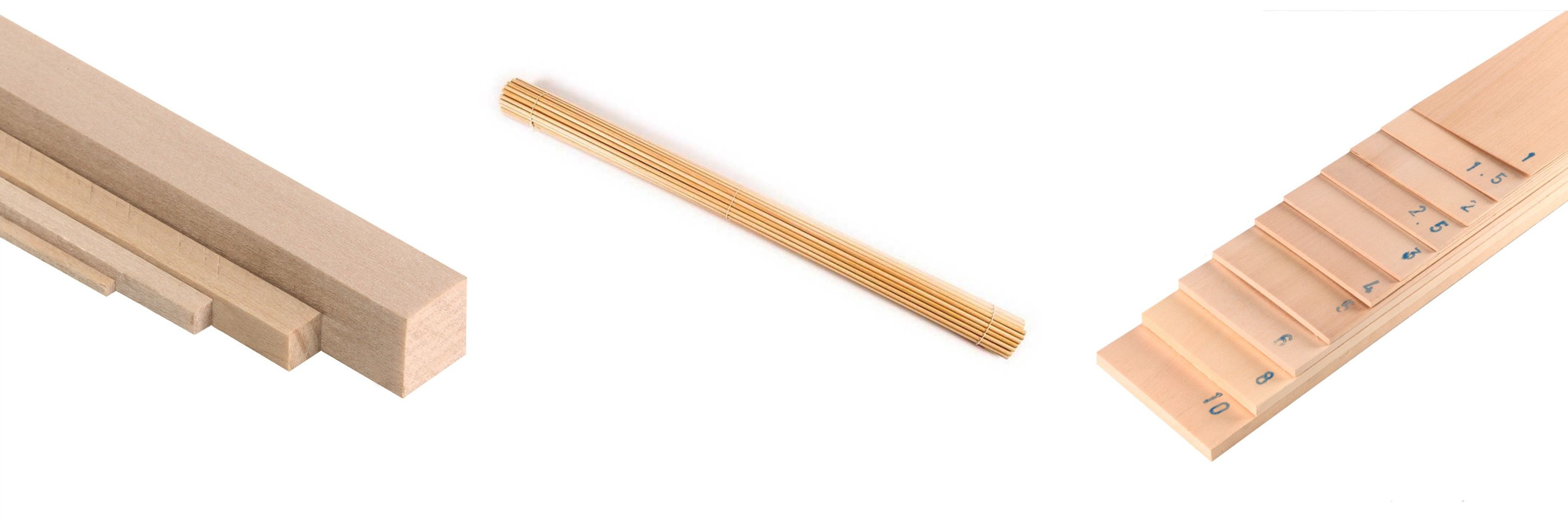 Listones, varillas y tablas de madera de tilo para modelismo Amati